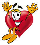 Clip Art Graphic of a Red Love Heart Cartoon Character Jumping
