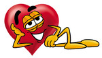 Clip Art Graphic of a Red Love Heart Cartoon Character Resting His Head on His Hand
