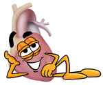 Clip Art Graphic of a Human Heart Cartoon Character Resting His Head on His Hand