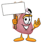 Clip Art Graphic of a Human Heart Cartoon Character Holding a Blank Sign