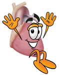 Clip Art Graphic of a Human Heart Cartoon Character Jumping