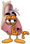 Clip Art Graphic of a Human Heart Cartoon Character Whispering and Gossiping