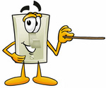 Clip Art Graphic of a White Electrical Light Switch Cartoon Character Holding a Pointer Stick