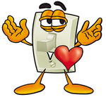 Clip Art Graphic of a White Electrical Light Switch Cartoon Character With His Heart Beating Out of His Chest