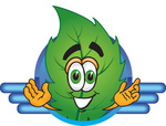 Clip Art Graphic of a Green Tree Leaf Cartoon Character Logo