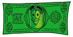 Clip Art Graphic of a Rolled Greenback Dollar Bill Banknote Cartoon Character on a Dollar Bill