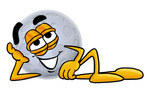 Clip Art Graphic of a Full Moon Cartoon Character Resting His Head on His Hand