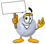 Clip Art Graphic of a Full Moon Cartoon Character Holding a Blank Sign