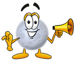 Clip Art Graphic of a Full Moon Cartoon Character Holding a Megaphone