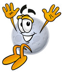 Clip Art Graphic of a Full Moon Cartoon Character Jumping