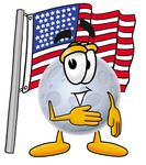 Clip Art Graphic of a Full Moon Cartoon Character Pledging Allegiance to an American Flag