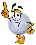 Clip Art Graphic of a Full Moon Cartoon Character Pointing Upwards