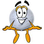 Clip Art Graphic of a Full Moon Cartoon Character Sitting