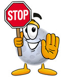 Clip Art Graphic of a Full Moon Cartoon Character Holding a Stop Sign