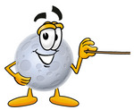 Clip Art Graphic of a Full Moon Cartoon Character Holding a Pointer Stick