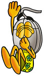 Clip Art Graphic of a Wired Computer Mouse Cartoon Character Plugging His Nose While Jumping Into Water