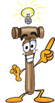 Clip Art Graphic of a Wooden Mallet Cartoon Character With a Bright Idea