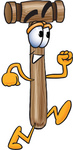 Clip Art Graphic of a Wooden Mallet Cartoon Character Running