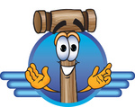 Clip Art Graphic of a Wooden Mallet Cartoon Character Logo