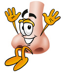 Clip Art Graphic of a Human Nose Cartoon Character Jumping