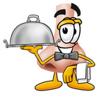 Clip Art Graphic of a Human Nose Cartoon Character Dressed as a Waiter and Holding a Serving Platter