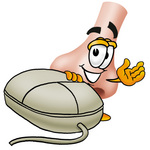 Clip Art Graphic of a Human Nose Cartoon Character With a Computer Mouse