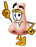 Clip Art Graphic of a Human Nose Cartoon Character Pointing Upwards