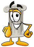 Clip Art Graphic of a Pillar Cartoon Character Pointing at the Viewer
