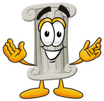 Clip Art Graphic of a Pillar Cartoon Character With Welcoming Open Arms