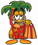 Clip Art Graphic of a Tropical Palm Tree Cartoon Character in Orange and Red Snorkel Gear