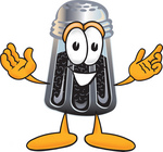 Clip Art Graphic of a Ground Pepper Shaker Cartoon Character With Welcoming Open Arms