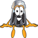 Clip Art Graphic of a Ground Pepper Shaker Cartoon Character Sitting