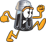 Clip Art Graphic of a Ground Pepper Shaker Cartoon Character Running