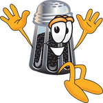 Clip Art Graphic of a Ground Pepper Shaker Cartoon Character Jumping