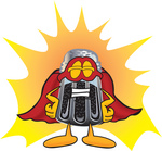 Clip Art Graphic of a Ground Pepper Shaker Cartoon Character Dressed as a Super Hero