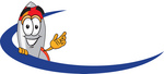 Clip Art Graphic of a Space Rocket Cartoon Character Logo With a Blue Dash