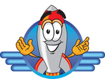 Clip Art Graphic of a Space Rocket Cartoon Character Logo