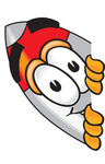 Clip Art Graphic of a Space Rocket Cartoon Character Peeking Around a Corner