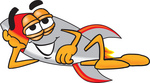 Clip Art Graphic of a Space Rocket Cartoon Character Resting His Head on His Hand