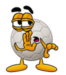 Clip Art Graphic of a White Soccer Ball Cartoon Character Whispering and Gossiping
