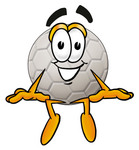 Clip Art Graphic of a White Soccer Ball Cartoon Character Sitting
