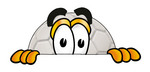 Clip Art Graphic of a White Soccer Ball Cartoon Character Peeking Over a Surface