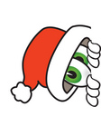 Clip Art Graphic of a Santa Claus Cartoon Character Peeking Around a Corner