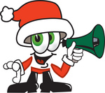 Clip Art Graphic of a Santa Claus Cartoon Character Holding a Megaphone