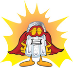 Clip Art Graphic of a Salt Shaker Cartoon Character Dressed as a Super Hero