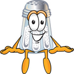 Clip Art Graphic of a Salt Shaker Cartoon Character Sitting