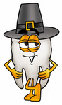 Clip Art Graphic of a Human Molar Tooth Character Wearing a Pilgrim Hat on Thanksgiving