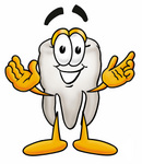 Clip Art Graphic of a Human Molar Tooth Character With Welcoming Open Arms