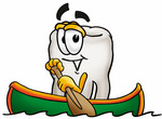 Clip Art Graphic of a Human Molar Tooth Character Rowing a Boat