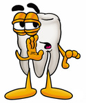Clip Art Graphic of a Human Molar Tooth Character Whispering and Gossiping